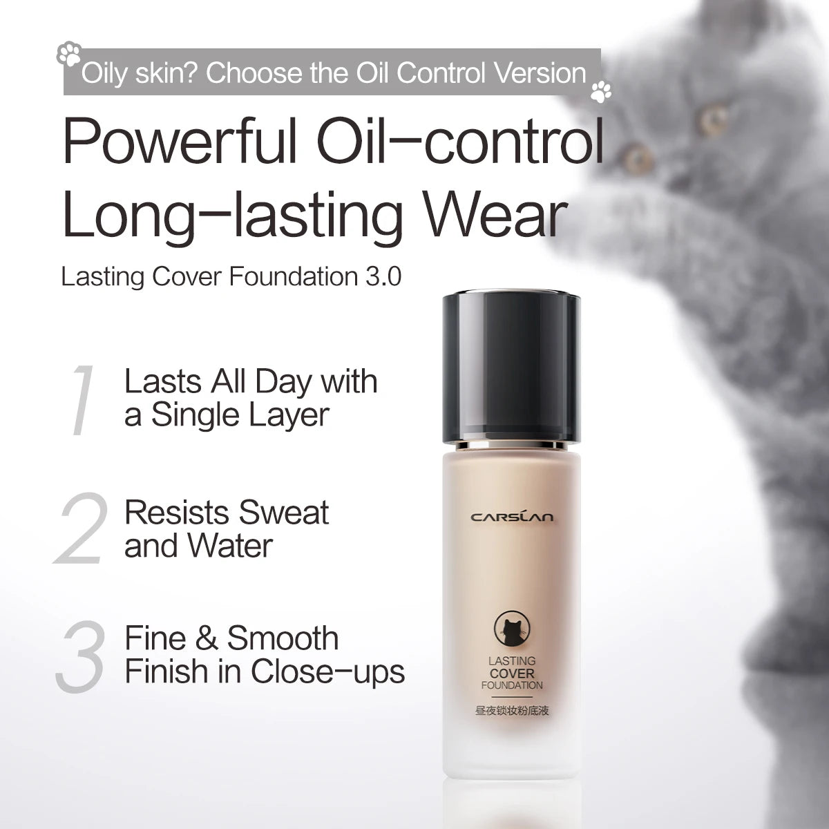 CARSLAN Long-Lasting Matte Liquid Foundation – Full Coverage Base