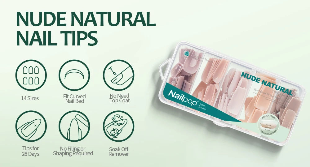 Nailpop 3-in-1 Nude Natural Nail Tips – 140PCS