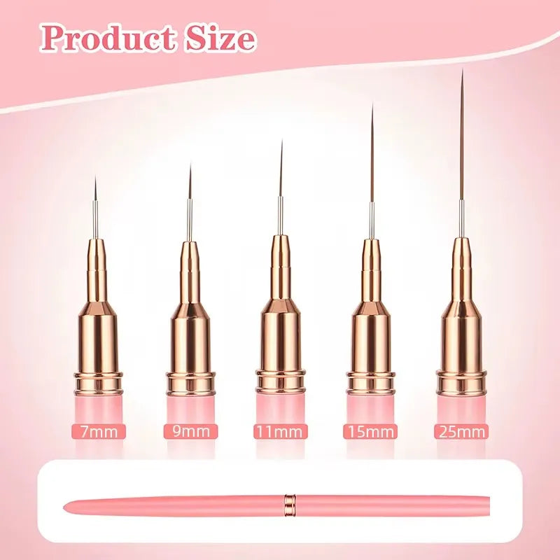 5pcs Nail Art Liner Brush Set – Fine Line Gel Nail Design Brushes