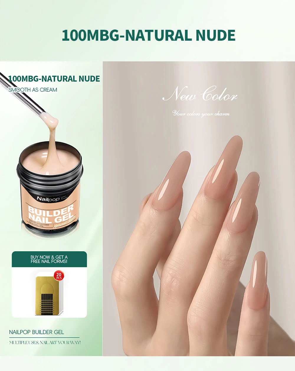 Nailpop Milky Smooth Builder Gel 30g / 100g – Self-Leveling Hard Gel for Nail Extension & Apex Building - Roomsium