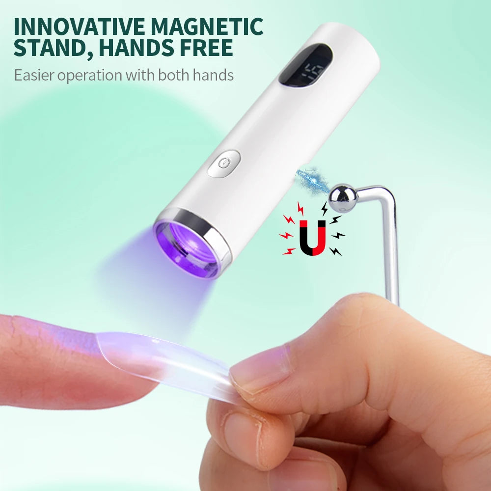Nailpop Mini UV Nail Lamp – Portable Rechargeable 3W Gel Polish Curing Light with Magnetic Stand - Roomsium