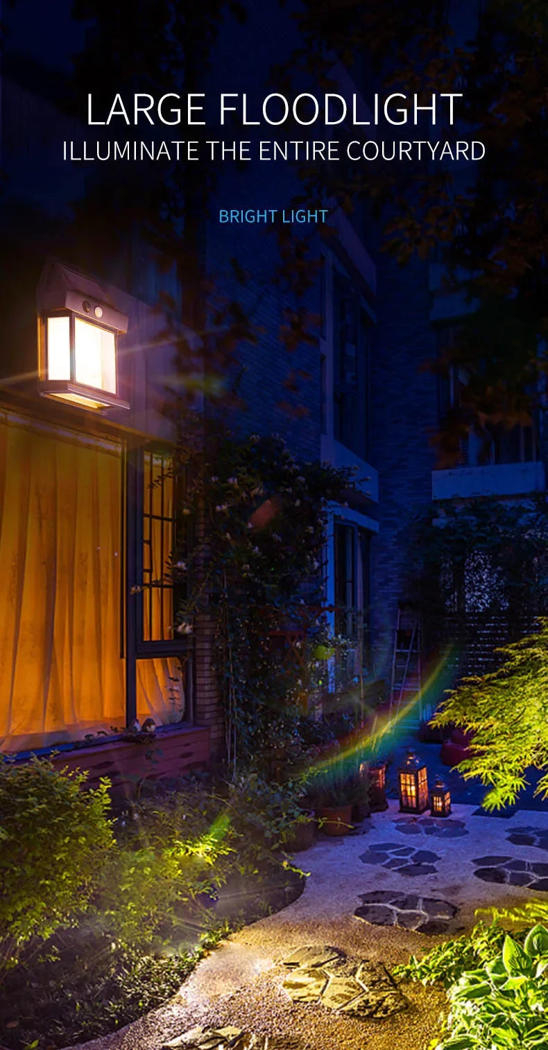 Solar Outdoor Waterproof LED Wall Light with Motion Sensor – IP65 Garden & Fence Lamp - Roomsium