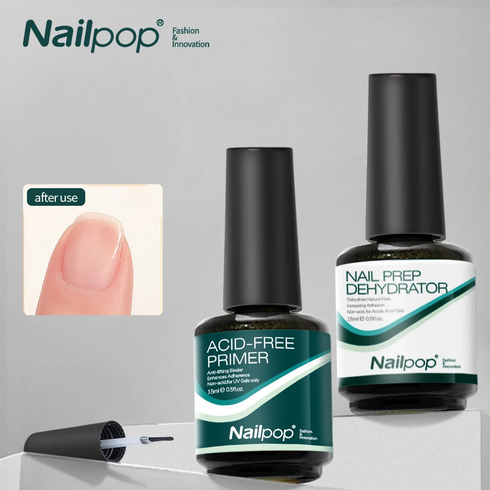 Nailpop Nail Dehydrator & Acid-Free Primer Set – Natural Nail Prep for Acrylic & UV Gel - Roomsium
