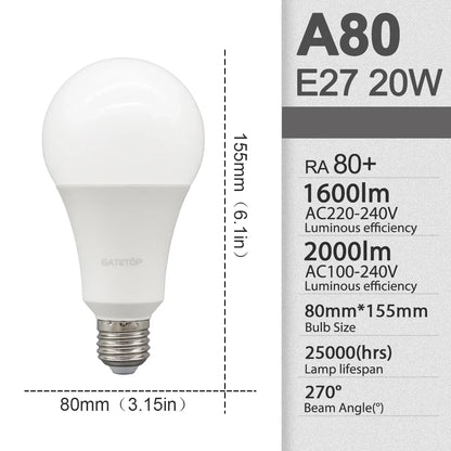 10pcs E27 LED Bulbs A60 G45 3W–24W AC 110V/220V Cold & Warm White Home Light - Roomsium