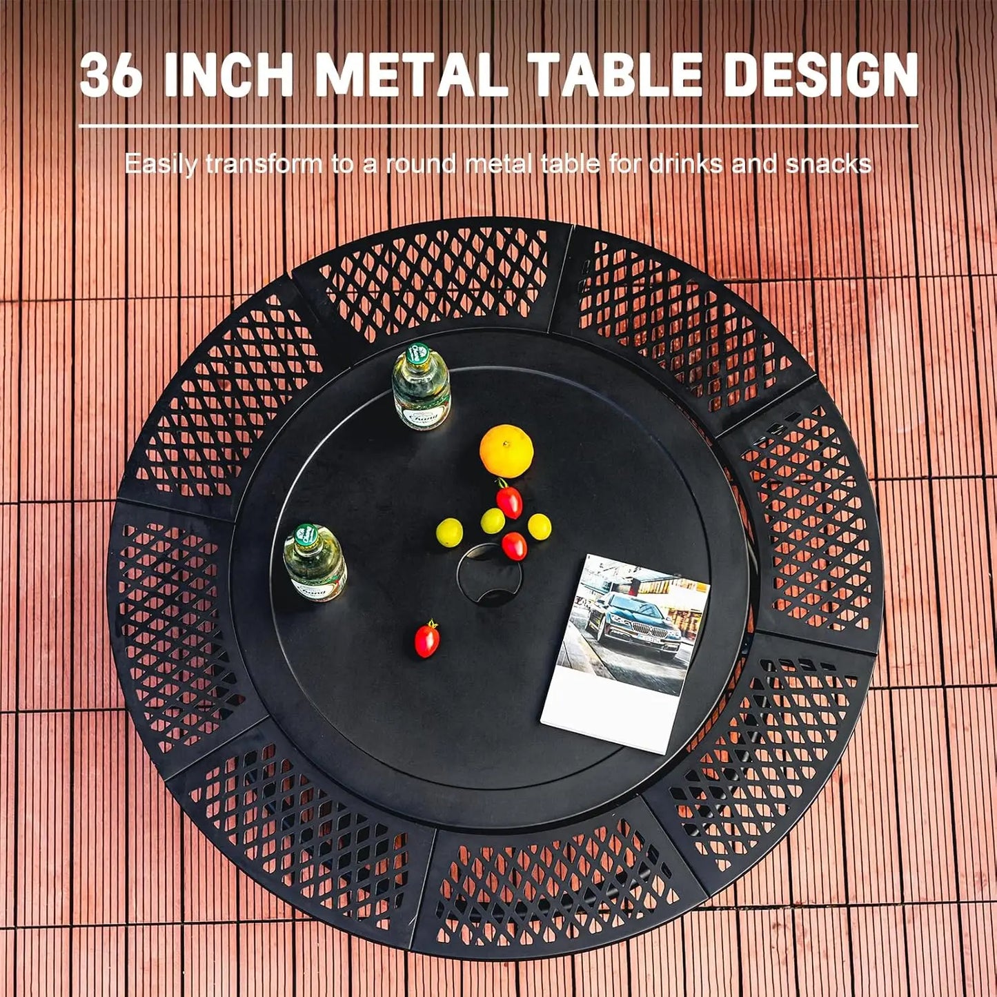 36 Inch Outdoor Fire Pit with 2 Cooking Grills – Wood Burning 3-in-1 Firepit with Lid