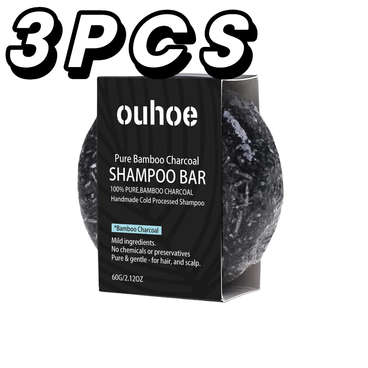 OUHOE Bamboo Charcoal Shampoo Soap – Deep Scalp Cleanse & Oil Control 60g - Roomsium