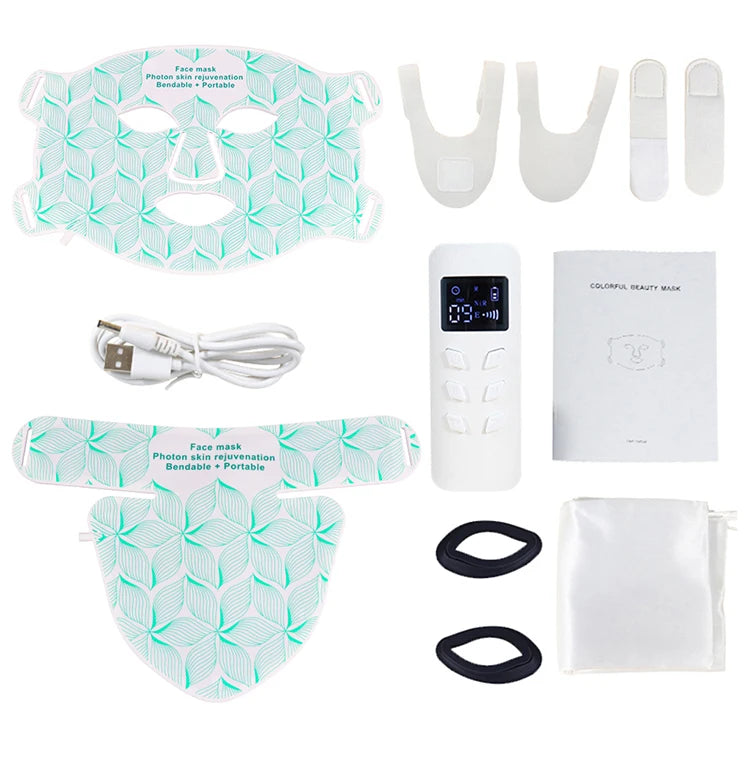 7-Color LED Face & Neck Mask with Infrared Light – Skin Rejuvenation & Anti-Aging Light Therapy