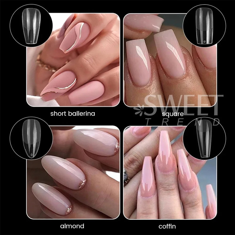 550pcs Soft Gel Full Cover Nail Tips – Almond & Coffin