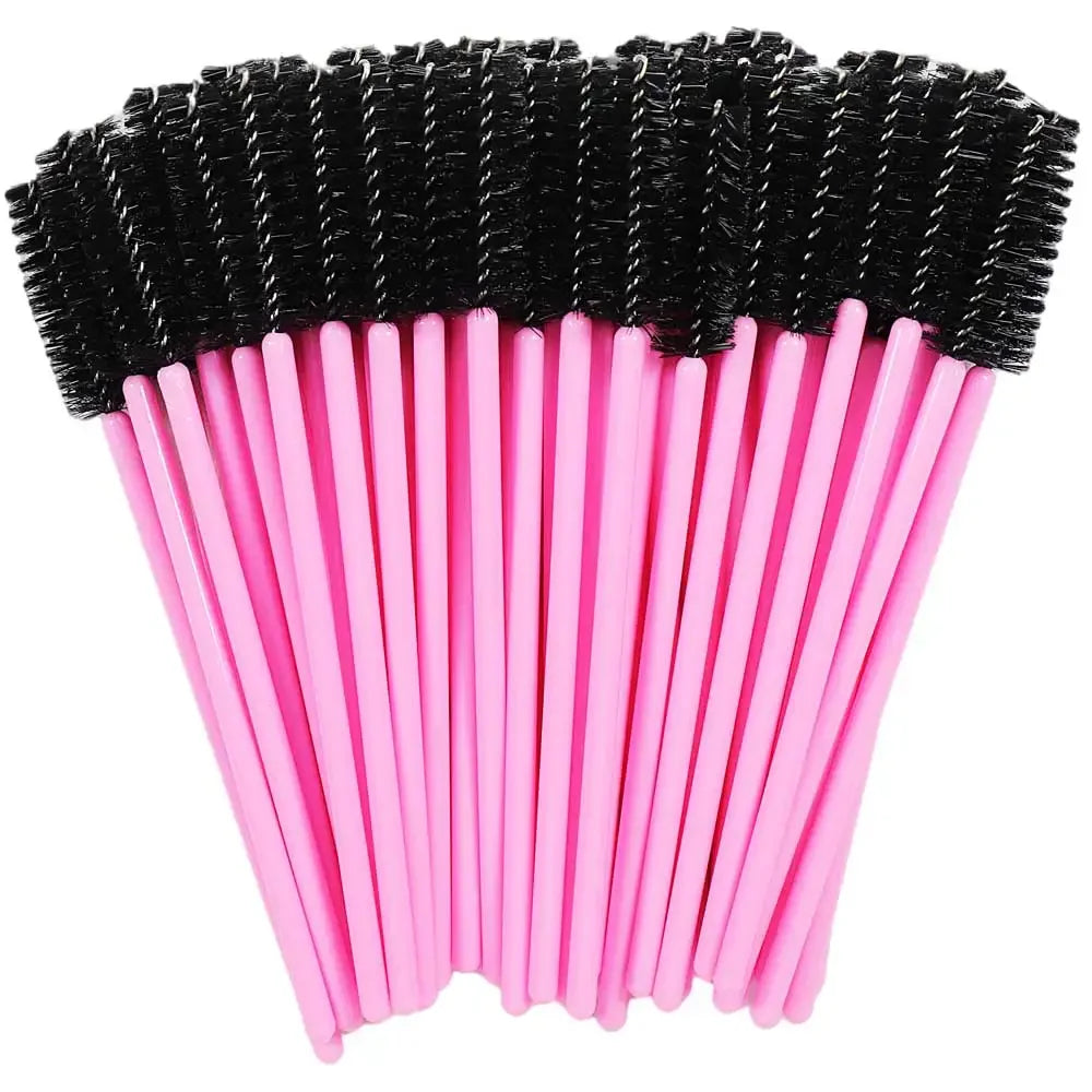 50PCS Disposable Eyelash & Eyebrow Brushes with Crystal Handle