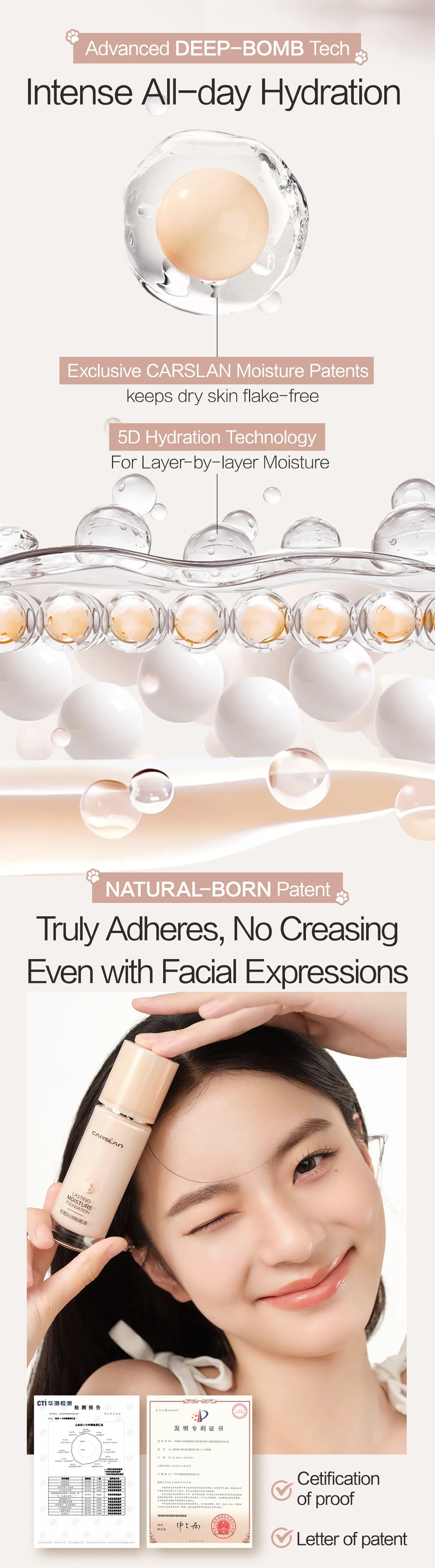 CARSLAN Long-Lasting Matte Liquid Foundation – Full Coverage Base