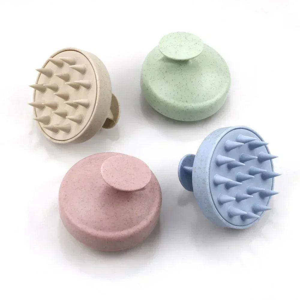 Silicone Scalp Shampoo Brush – Wheat Straw Hair Washing & Scalp Massage Comb (7×8cm) - Roomsium
