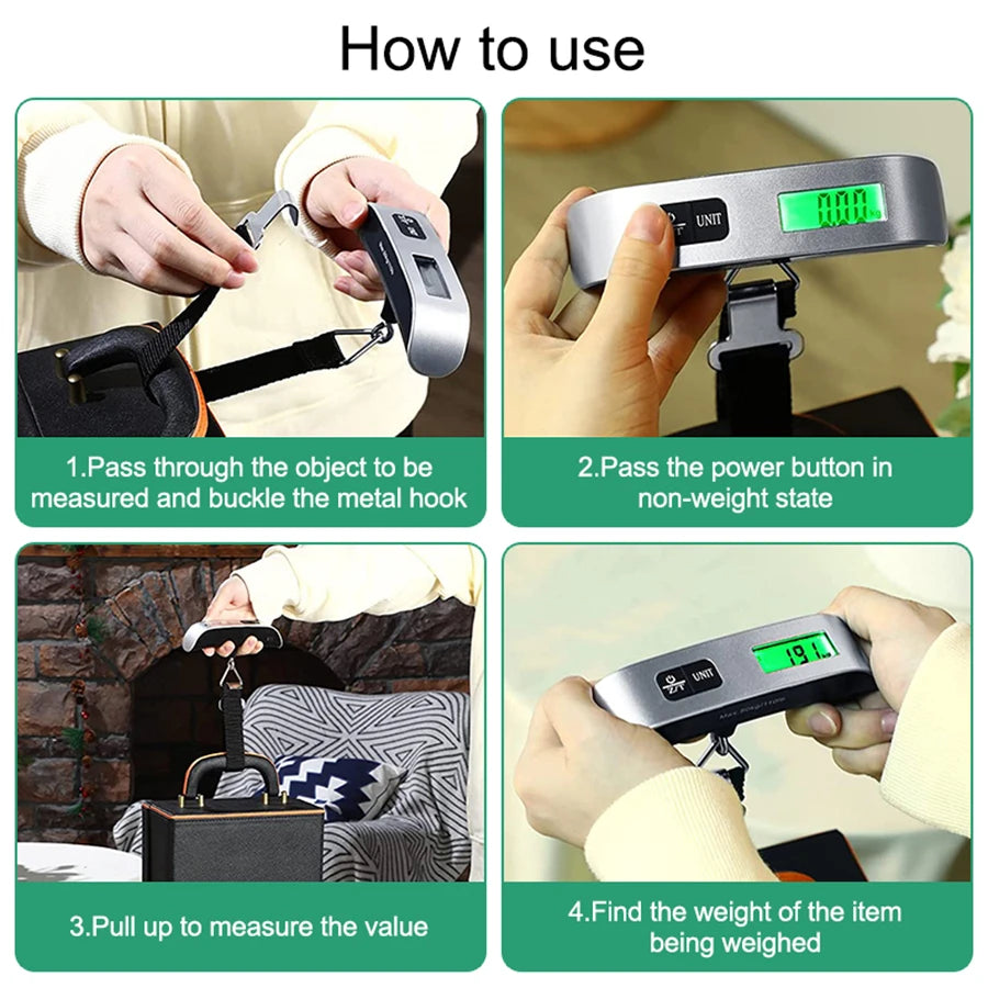 Portable Digital Luggage Scale 110lb / 50kg – LCD Hanging Travel Scale