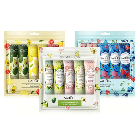 SADOER 5-Piece Fruit Fragrance Hand Cream Set – Moisturizing & Anti-Dry Hand Lotion Collection - Roomsium