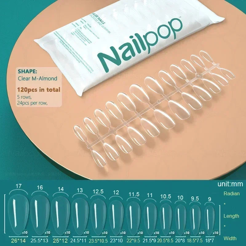 NAILPOP 120pcs Soft Gel Full Cover Press On Nails – Coffin Clear / Semi-Matte False Nail Tips - Roomsium