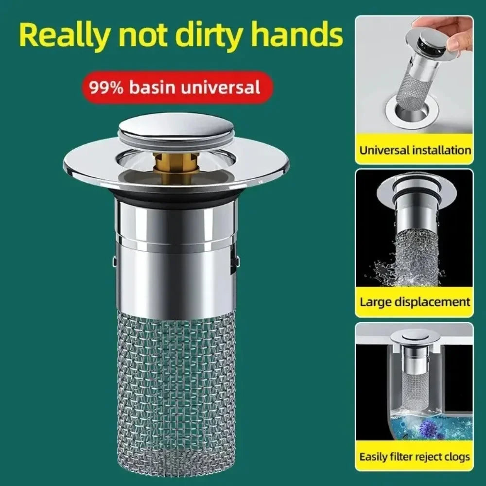 Stainless Steel Pop-Up Sink Drain Plug – Press Type
