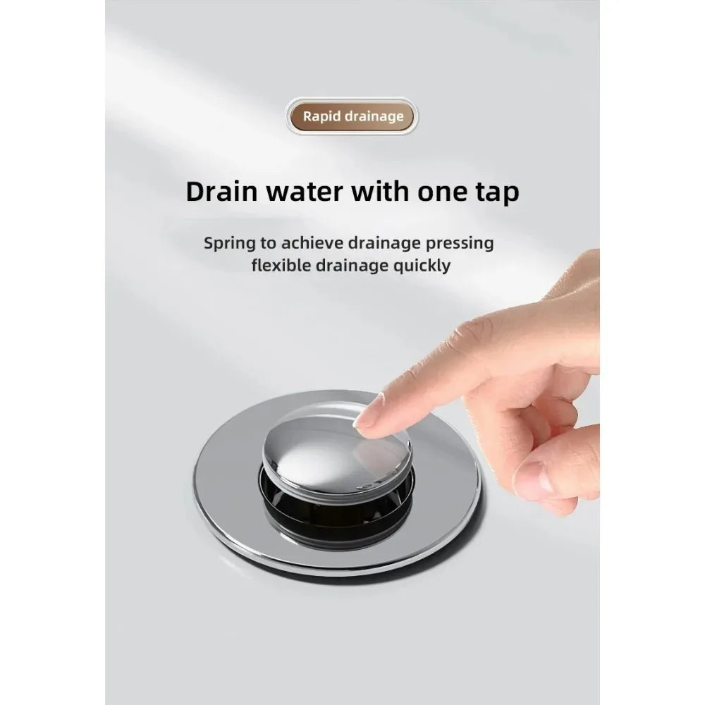 Stainless Steel Pop-Up Sink Drain Plug – Press Type