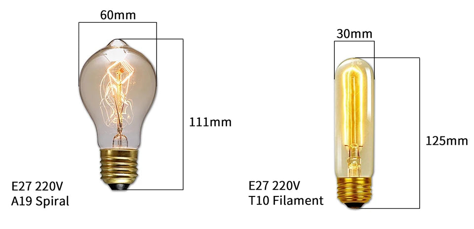 YNL E27 Retro Edison Bulb 220V 40W – ST64 G80 G95 G125 Vintage Filament Light Bulb - Roomsium