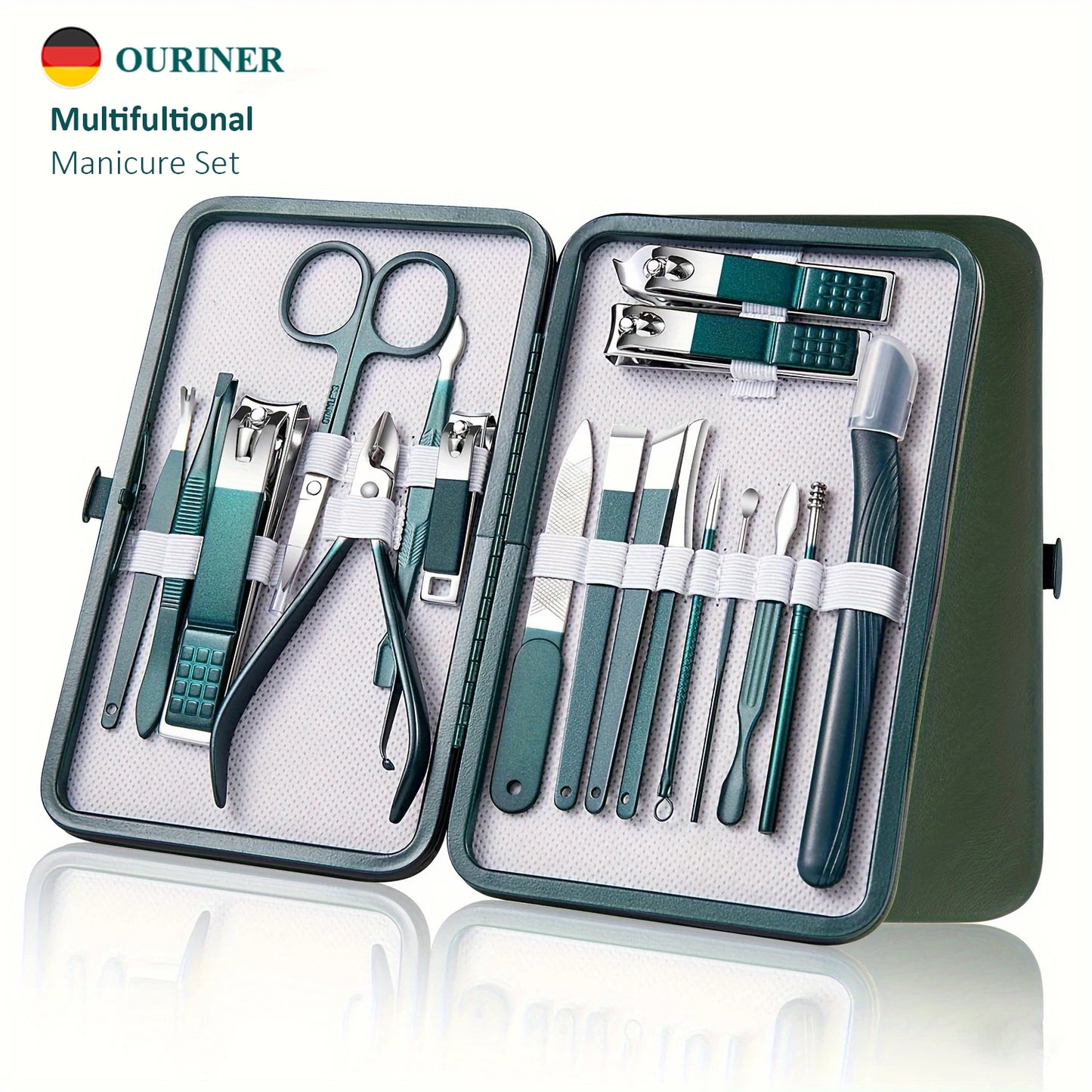 Professional Stainless Steel Manicure & Pedicure Kit – 7/10/12/18 Piece Nail Care Set with Travel Case - Roomsium