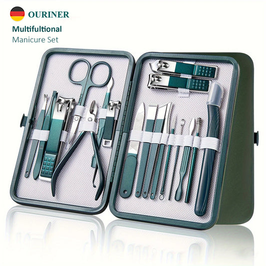 Professional Stainless Steel Manicure & Pedicure Kit – 7/10/12/18 Piece Nail Care Set with Travel Case - Roomsium