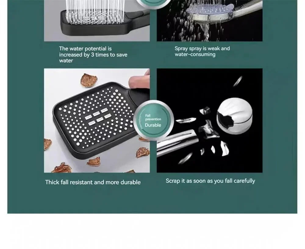 3-Mode Adjustable Handheld Shower Head – High-Pressure Water-Saving Design - Roomsium