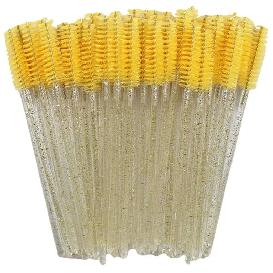 50PCS Disposable Eyelash & Eyebrow Brushes with Crystal Handle