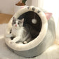 Deep Sleep Cat Bed – Foldable Cartoon Pet Cave Bed with Removable Cushion
