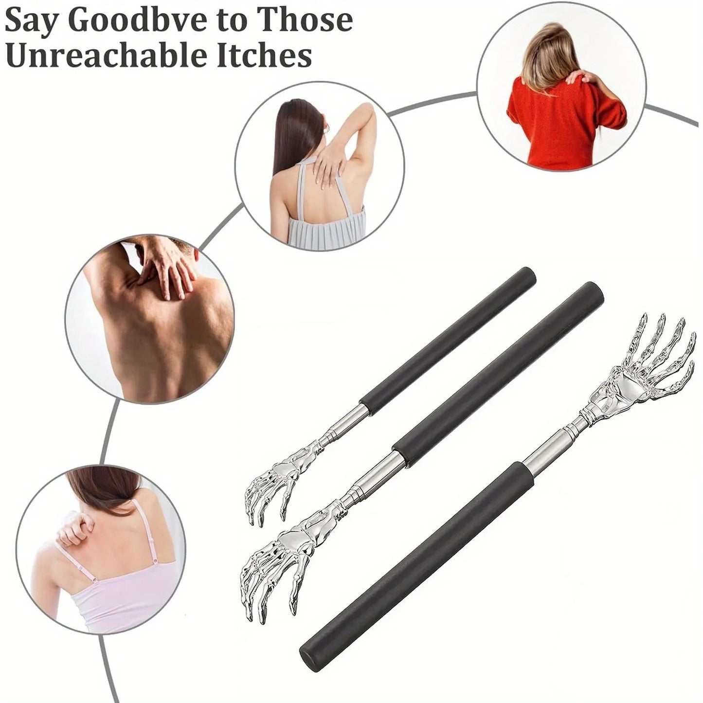 Portable Extendable Back Scratcher – Stainless Steel Telescoping Back Massager