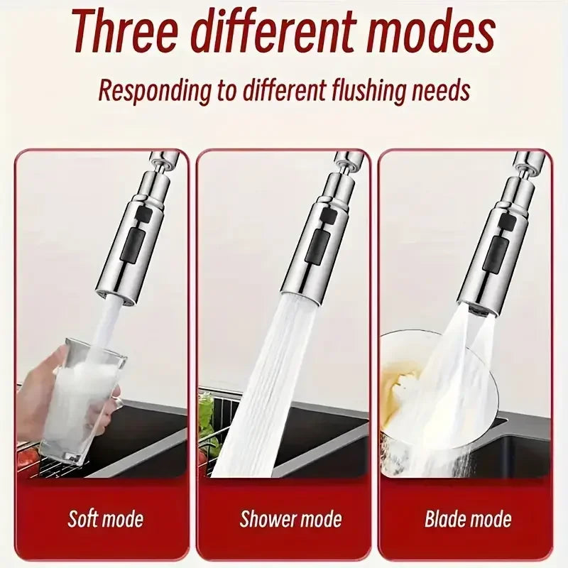 3-Mode Kitchen Faucet Extender – Anti-Splash Water-Saving Spout Adapter - Roomsium
