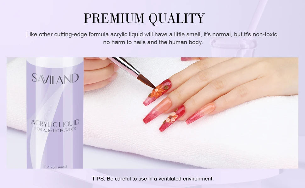 Saviland Acrylic Nail Liquid Monomer – 60ml–500ml | For Acrylic Nail Application