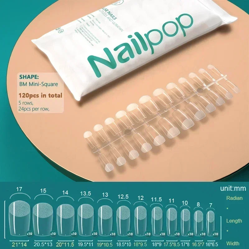 NAILPOP 120pcs Soft Gel Full Cover Press On Nails – Coffin Clear / Semi-Matte False Nail Tips - Roomsium
