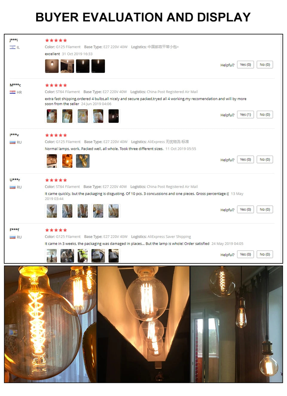 YNL E27 Retro Edison Bulb 220V 40W – ST64 G80 G95 G125 Vintage Filament Light Bulb - Roomsium