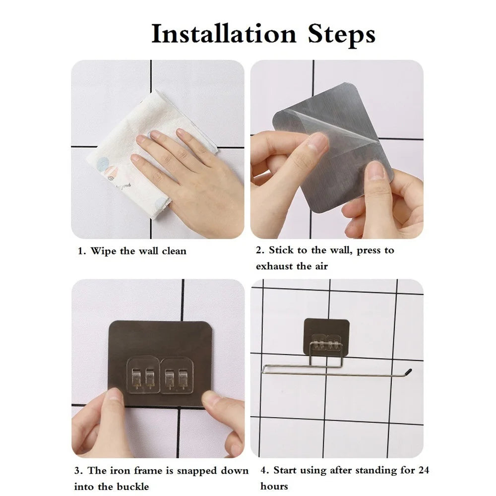 2PCS Stainless Steel Adhesive Paper Towel Holder