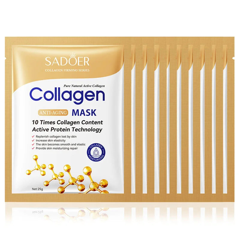 SADOER Collagen Anti-Wrinkle Face Sheet Mask – Moisturizing & Brightening Skincare (10pcs)