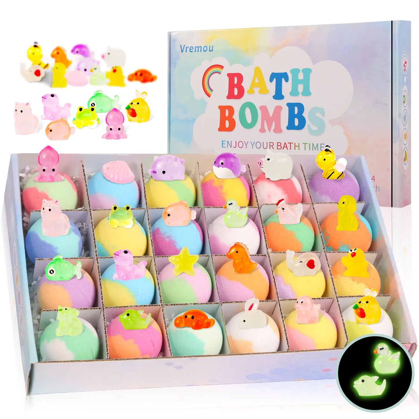 Bath Bombs for Kids with Surprise Inside – 24 Pack Bubble Bath Fizzies