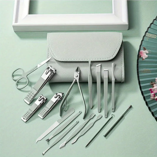 16-Piece Professional Nail Clipper & Cuticle Nipper Set – Manicure & Pedicure Kit with Travel Case - Roomsium