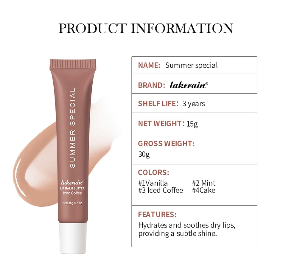 Summer Moisturizing Lip Balm Gloss – Transparent Lip Oil with Vanilla, Mint & Iced Coffee Scents - Roomsium