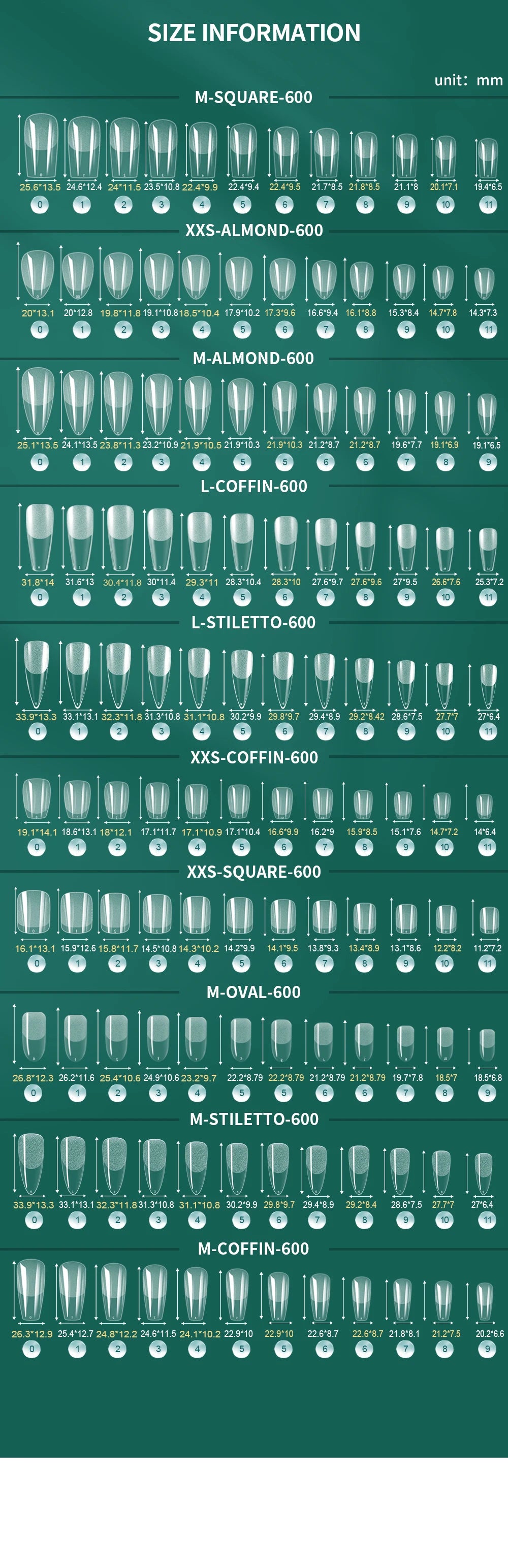 NAILPOP 600PCS Soft Gel X Nail Tips – Full Cover Coffin Almond Oval Pre-Buff Semi-Matte False Nails - Roomsium