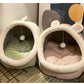 Deep Sleep Cat Bed – Foldable Cartoon Pet Cave Bed with Removable Cushion