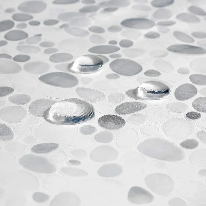 Transparent PEVA Shower Curtain Liner with Hooks – Waterproof Cobblestone Design - Roomsium