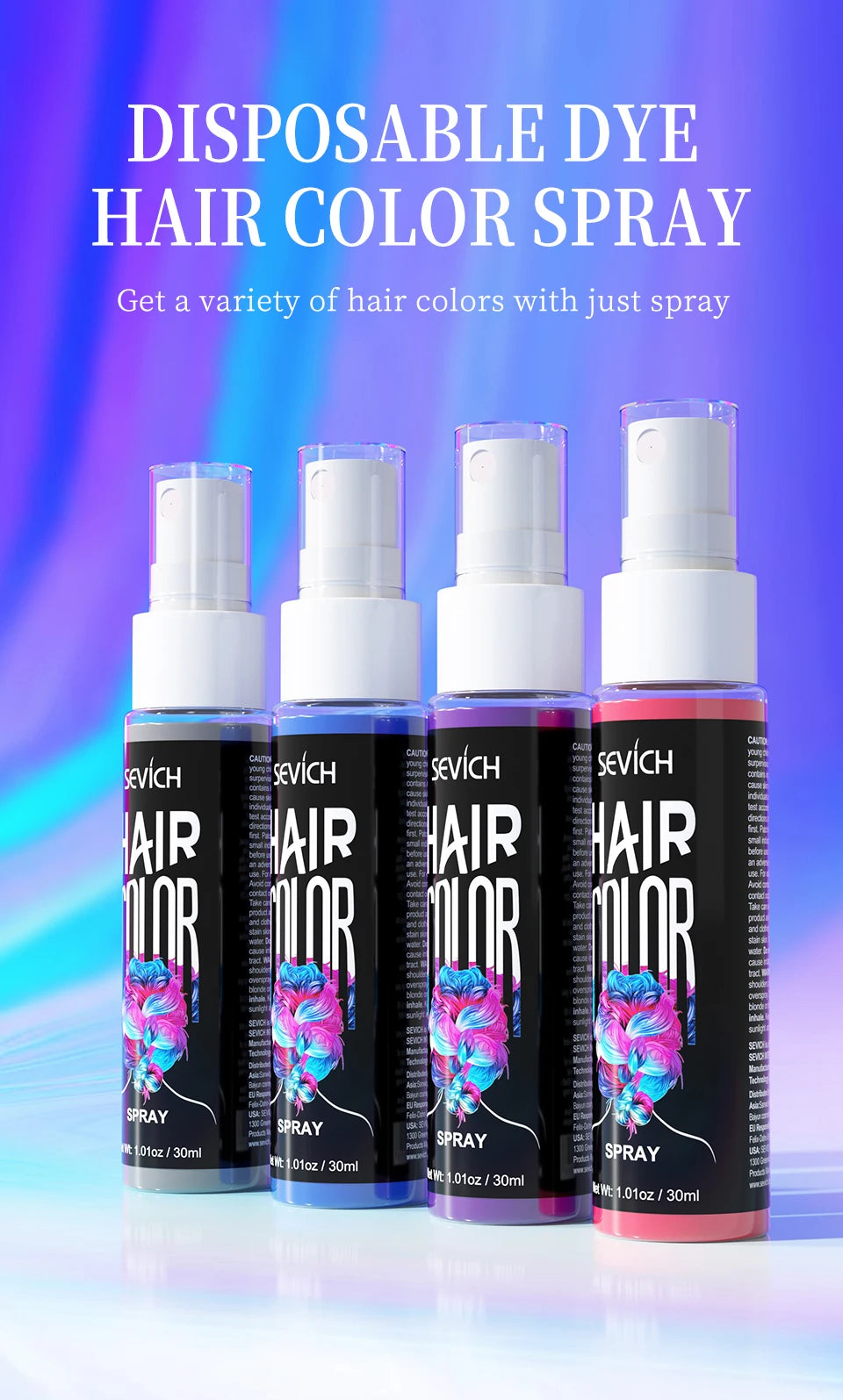 Temporary Hair Color Spray 30ml – Washable Styling Color
