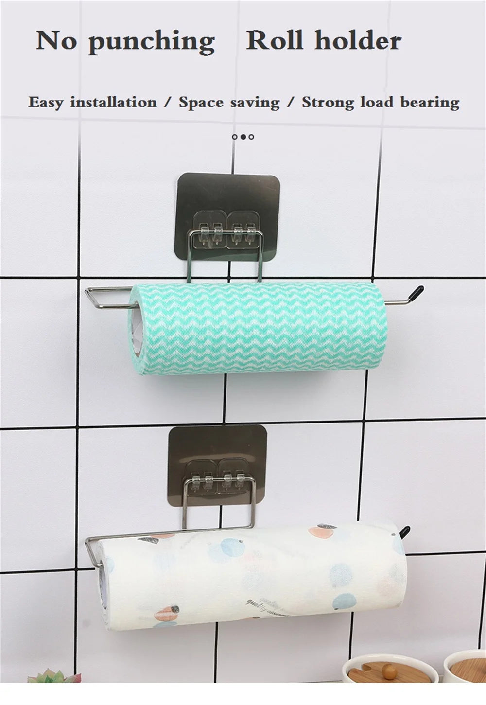 2PCS Stainless Steel Adhesive Paper Towel Holder
