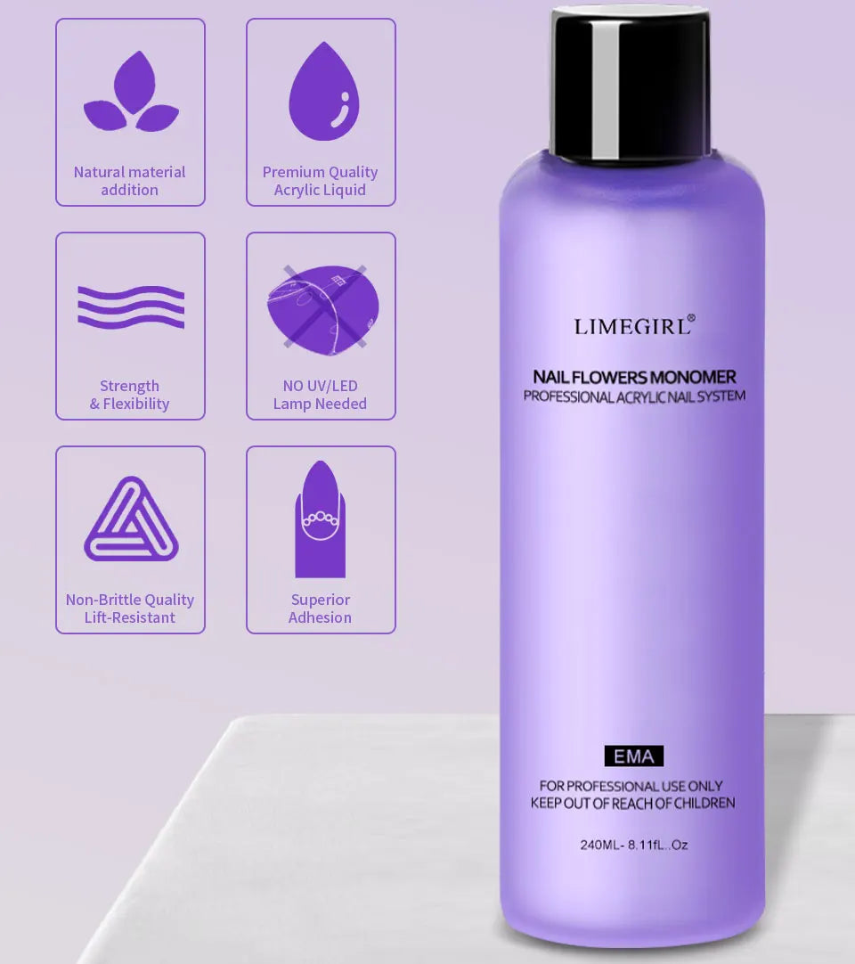 Limegirl Acrylic Liquid Monomer – Professional Nail Art Liquid (40–240ml) - Roomsium