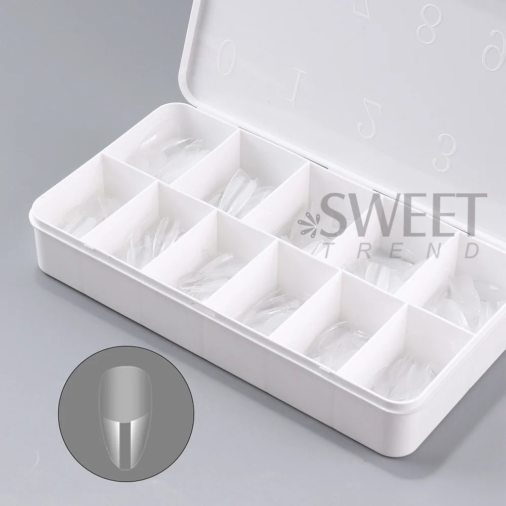 550pcs Soft Gel Full Cover Nail Tips – Almond & Coffin