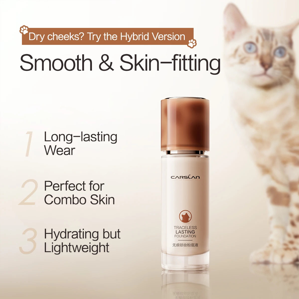 CARSLAN Long-Lasting Matte Liquid Foundation – Full Coverage Base