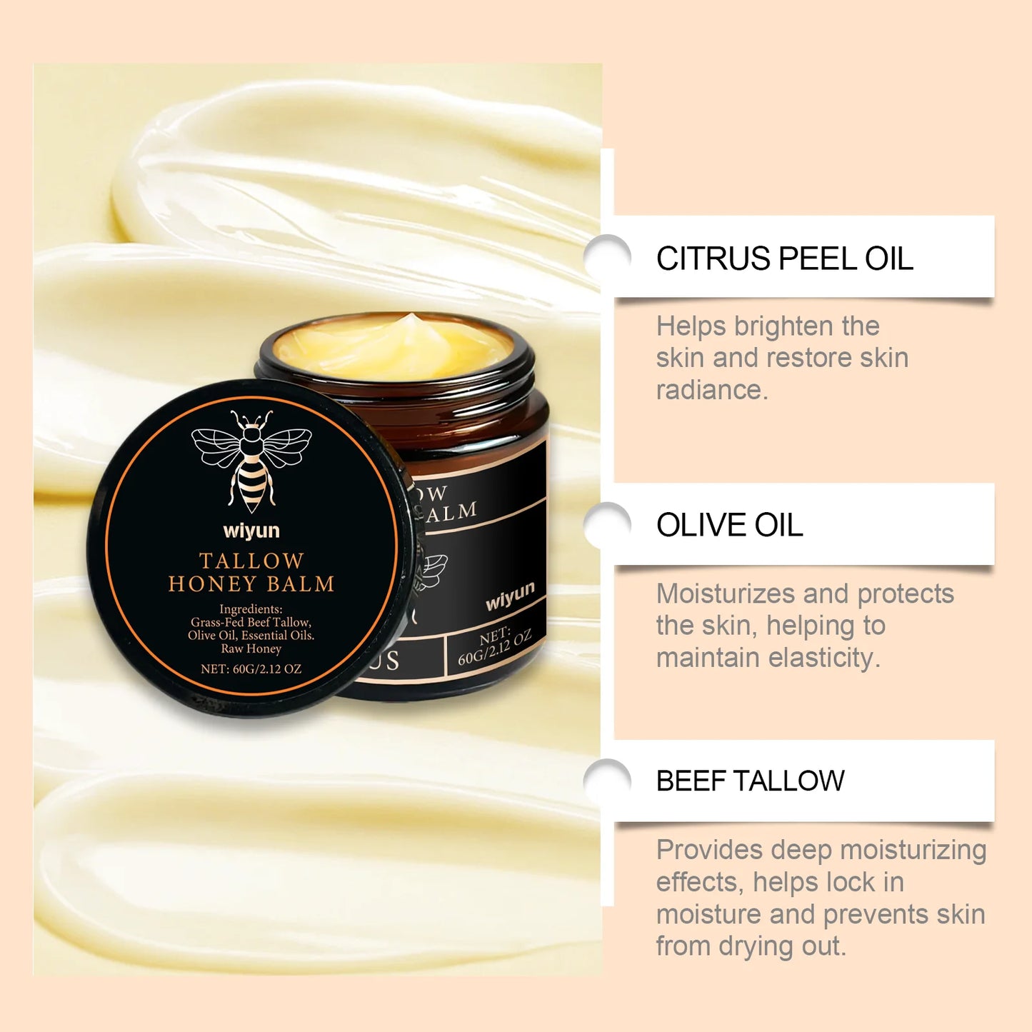 Tallow Honey Cream – Hydrating Face & Body Moisturizer