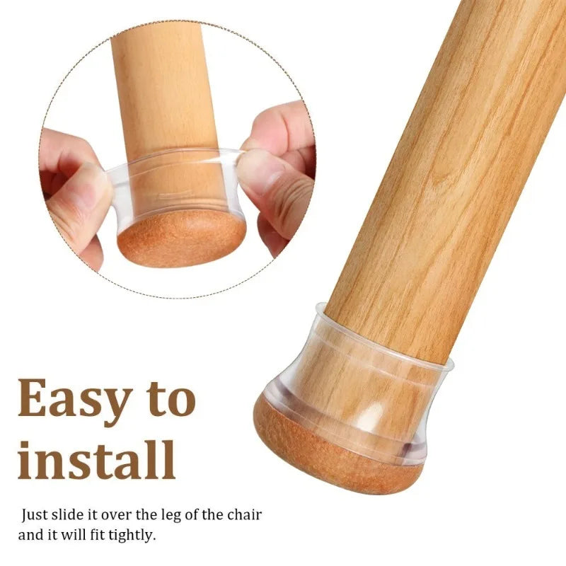 24Pcs Chair Leg Floor Protectors for Hardwood Floors, Silicone Chair Caps Covers Furniture Pads Sliders  Wrapped Felt Bottom - Roomsium