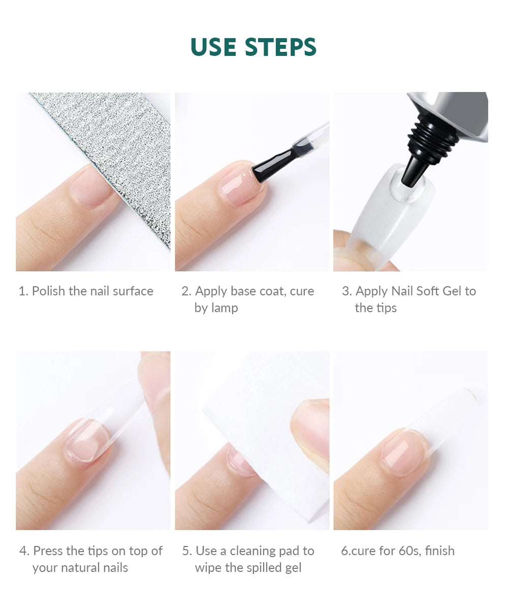 Nailpop Pro Soft Nail Tips Gel Glue 20g – UV/LED Adhesive for Fake Nails & Gel Extensions - Roomsium