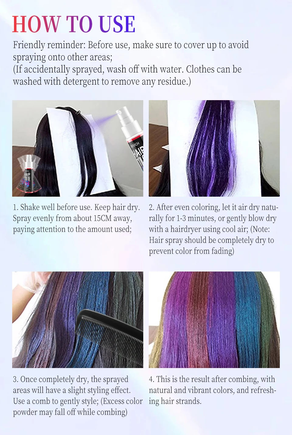 Temporary Hair Color Spray 30ml – Washable Styling Color