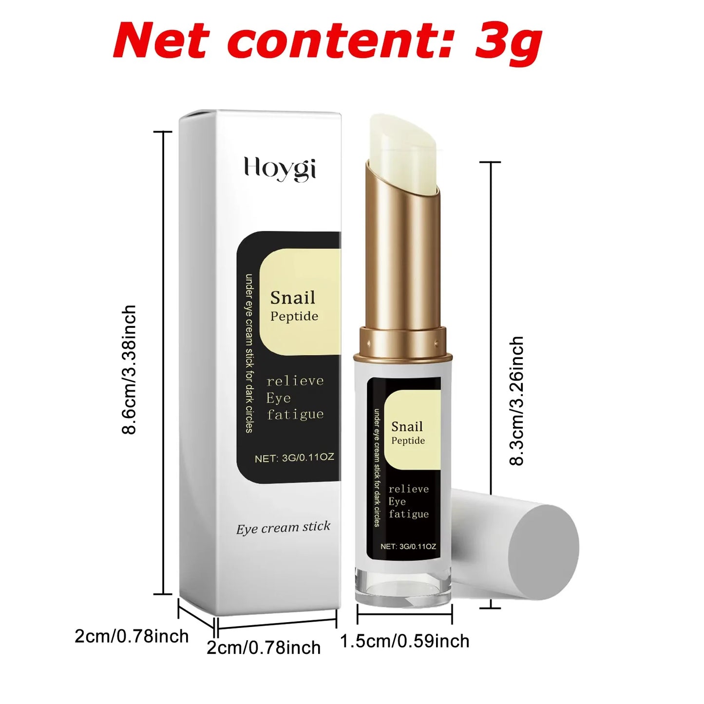 Hoygi Snail Collagen Eye Cream Stick 3g – Hydrating Niacinamide & Retinol Under Eye Care for Puffiness & Dark Circle Appearance - Roomsium
