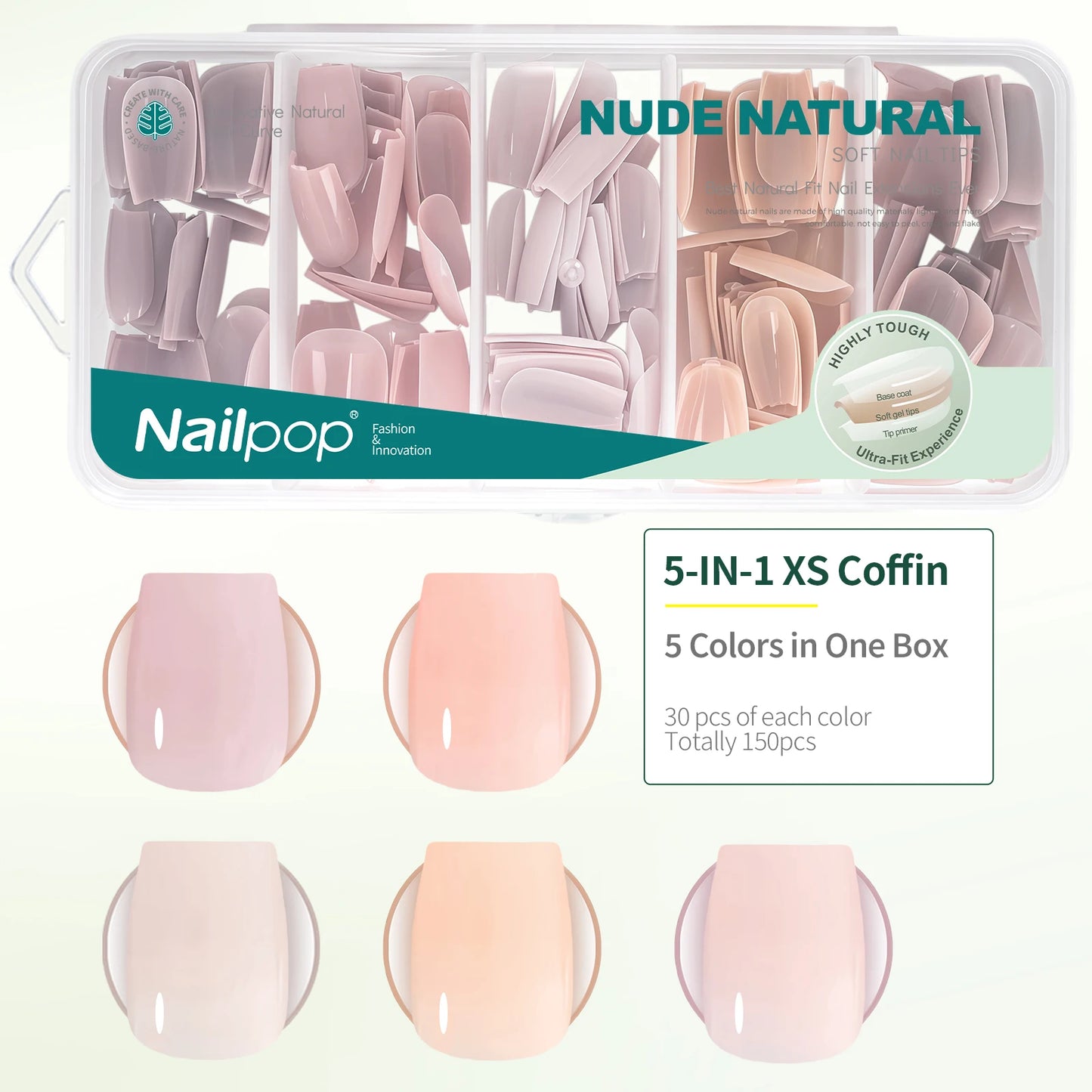 Nailpop 3-in-1 Nude Natural Nail Tips – 140PCS